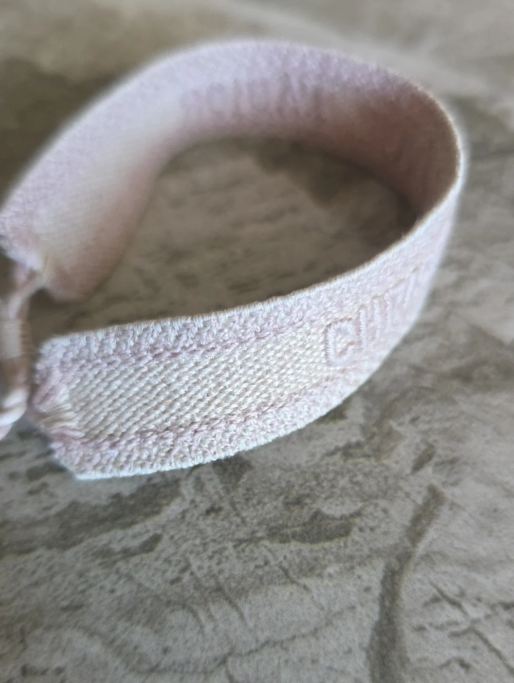 Dior Pale Pink Embossed Fabric Bracelet
